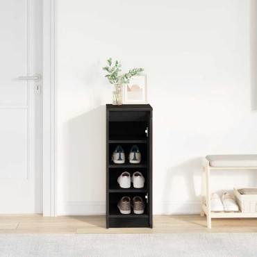 vidaXL Παπουτσοθήκη Μαύρη βελανιδιά 29,5x34x76cm Επεξεργασμένο Ξύλο