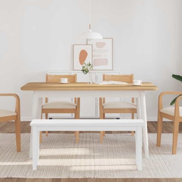 Πάγκος vidaXL Λευκό μασίφ ξύλο καουτσούκ 110x30x45cm