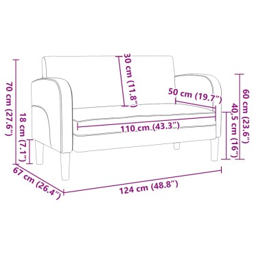 vidaXL Καναπές Loveseat Σκούρο Γκρι Συνθετικό δέρμα 124x67x70 cm