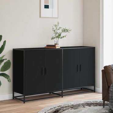 vidaXL Sideboard Μαύρο 134x35x76cm Κατασκευασμένο ξύλο 1 τεμ.