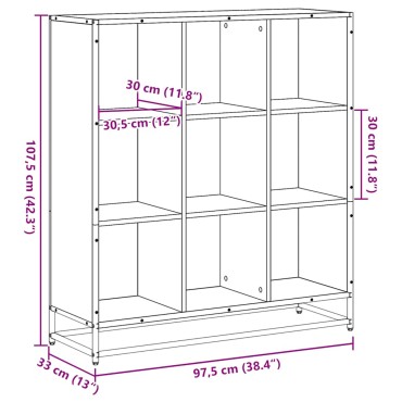 vidaXL Βιβλιοθήκη καπνιστή βελανιδιά 97,5x33x107,5cm 1 τεμ.