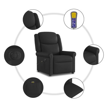 vidaXL Ηλεκτρική καρέκλα ανάκλισης μασάζ Shiny Black Faux Leather