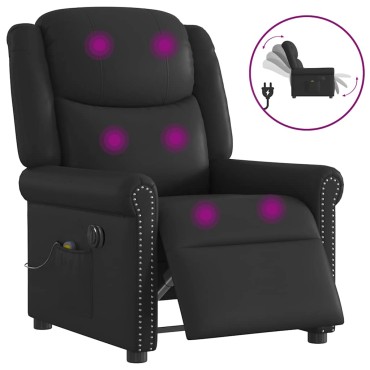 vidaXL Ηλεκτρική καρέκλα ανάκλισης μασάζ Shiny Black Faux Leather