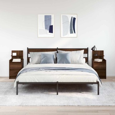 vidaXL Κομοδίνα με 2 συρτάρια 2 τεμ. Καφέ Δρυς 38x34x80cm