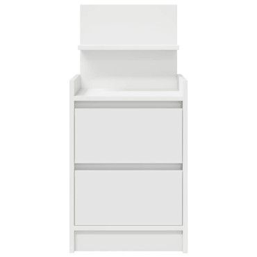 vidaXL Κομοδίνα με 2 συρτάρια 2 τεμ. Λευκό 38x34x80cm