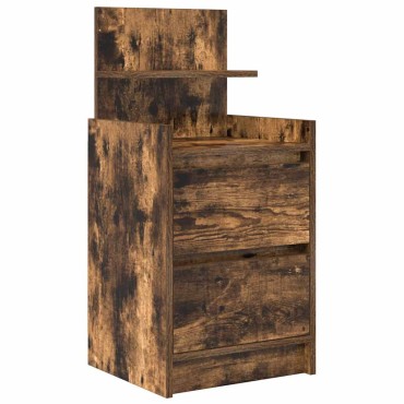 vidaXL Κομοδίνο με 2 συρτάρια Καπνιστή Δρυς 38x34x80cm 1 τεμ.