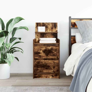 vidaXL Κομοδίνο με 2 συρτάρια Καπνιστή Δρυς 38x34x80cm 1 τεμ.