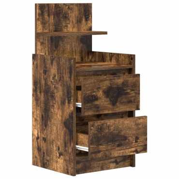 vidaXL Κομοδίνο με 2 συρτάρια Καπνιστή Δρυς 38x34x80cm 1 τεμ.