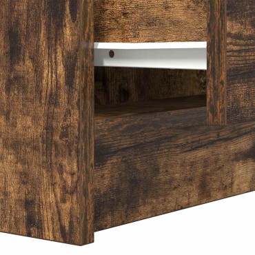 vidaXL Κομοδίνο με 2 συρτάρια Καπνιστή Δρυς 38x34x80cm 1 τεμ.