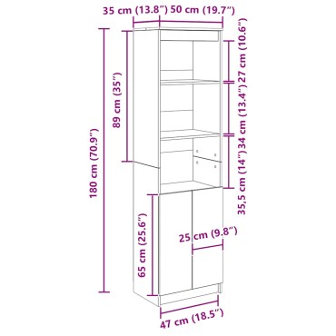vidaXL Ντουλάπι Λευκό 50x35x180cm από Επεξεργασμένο Ξύλο 1 τεμ.