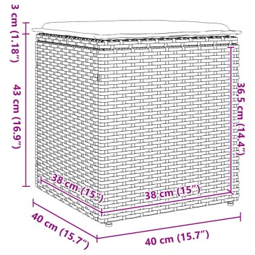 vidaXL σκαμπό κήπου με μαξιλάρια 2 τεμ. Μαύρο 40x40x43cm