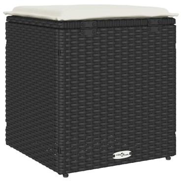 vidaXL σκαμπό κήπου με μαξιλάρια 2 τεμ. Μαύρο 40x40x43cm