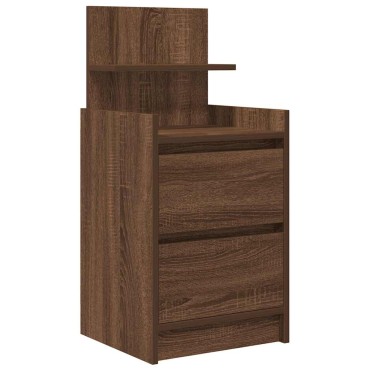 vidaXL Κομοδίνο με 2 συρτάρια Καφέ Δρυς 38x34x80cm 1 τεμ.