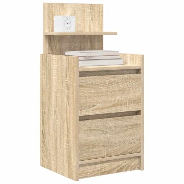 vidaXL Κομοδίνο με 2 συρτάρια Sonoma Δρυς 38x34x80cm 1 τεμ.