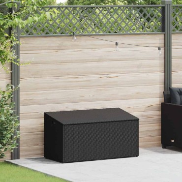 vidaXL Κήπος κουτί αποθήκευσης μαύρο 110x50x58cm Poly Rattan