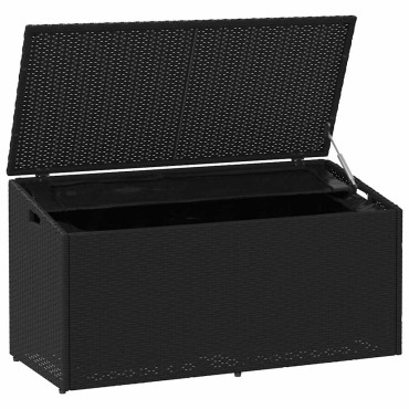 vidaXL Κήπος κουτί αποθήκευσης μαύρο 110x50x58cm Poly Rattan