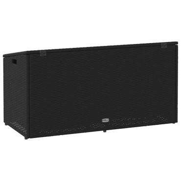 vidaXL Κήπος κουτί αποθήκευσης μαύρο 110x50x58cm Poly Rattan