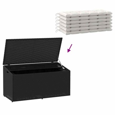 vidaXL Κήπος κουτί αποθήκευσης μαύρο 110x50x58cm Poly Rattan