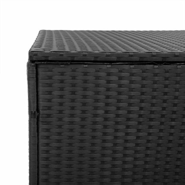vidaXL Κήπος κουτί αποθήκευσης μαύρο 110x50x58cm Poly Rattan