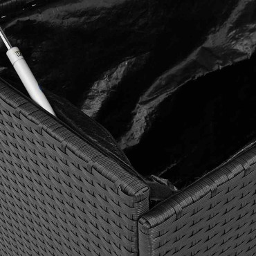 vidaXL κουτί αποθήκευσης κήπου με ρόδες μαύρο 110x55x73cm