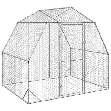 vidaXL Chicken Run 2,5x2x2,25 m Γαλβανισμένος χάλυβας