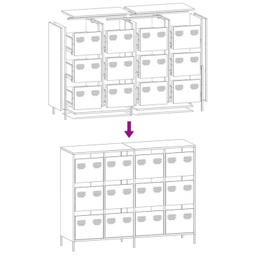vidaXL Sideboard Μουστάρδα κίτρινη 135x39x103,5cm Ατσάλι ψυχρής έλασης 1 τεμ.