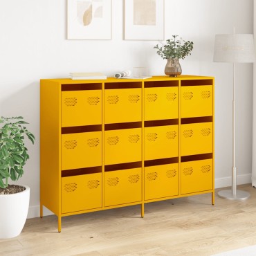 vidaXL Sideboard Μουστάρδα κίτρινη 135x39x103,5cm Ατσάλι ψυχρής έλασης 1 τεμ.