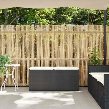 vidaXL Πάγκος κήπου με μαξιλάρι Μαύρο 110x40x44cm Poly Rattan