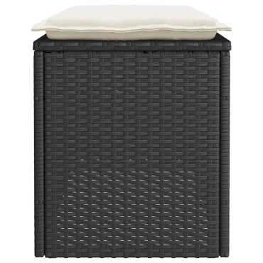 vidaXL Πάγκος κήπου με μαξιλάρι Μαύρο 110x40x44cm Poly Rattan