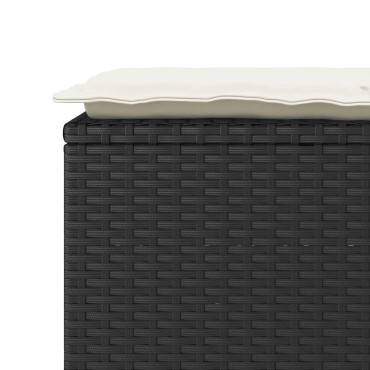 vidaXL Πάγκος κήπου με μαξιλάρι Μαύρο 110x40x44cm Poly Rattan