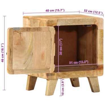 vidaXL Κομοδίνο 40x32x46cm από μασίφ ξύλο Rough Mango 1 τεμ.