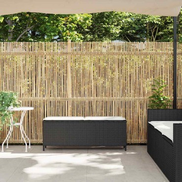 vidaXL Πάγκος κήπου με μαξιλάρι Μαύρο 110x30x40,5cm Poly Rattan