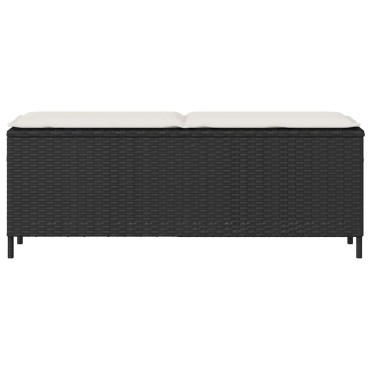 vidaXL Πάγκος κήπου με μαξιλάρι Μαύρο 110x30x40,5cm Poly Rattan