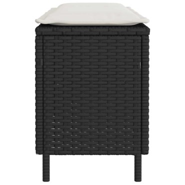 vidaXL Πάγκος κήπου με μαξιλάρι Μαύρο 110x30x40,5cm Poly Rattan