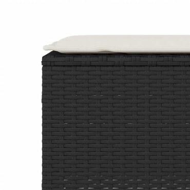 vidaXL Πάγκος κήπου με μαξιλάρι Μαύρο 110x30x40,5cm Poly Rattan
