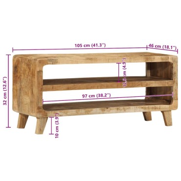 ντουλάπι τηλεόρασης vidaXL 105x46x32cm μασίφ ξύλο ακατέργαστο μάνγκο