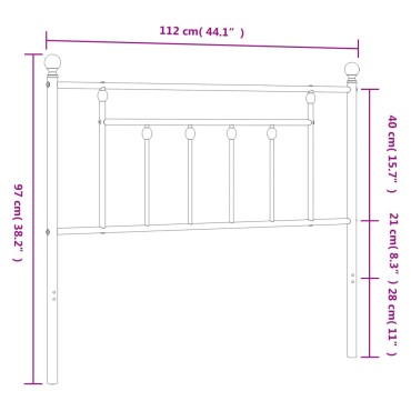 vidaXL Κεφαλάρι Μαύρο Μεταλλικό 112x3x97cm 1 τεμ.