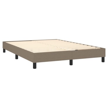 vidaXL Κρεβάτι Boxspring με Στρώμα & LED Taupe 140x200 εκ. Υφασμάτινο