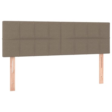 vidaXL Κρεβάτι Boxspring με Στρώμα & LED Taupe 140x200 εκ. Υφασμάτινο