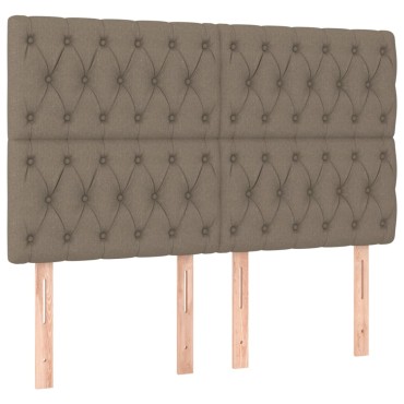 vidaXL Κρεβάτι Boxspring με Στρώμα & LED Taupe 140x200 εκ. Υφασμάτινο