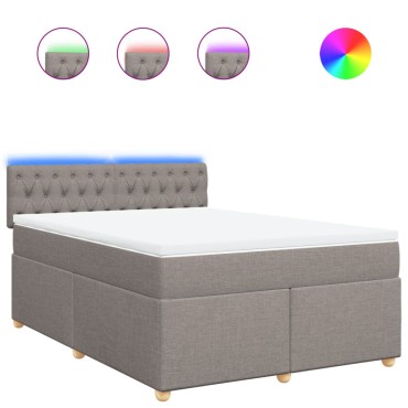 vidaXL Κρεβάτι Boxspring με Στρώμα Taupe 140x200 εκ. Υφασμάτινο