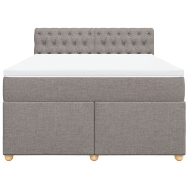 vidaXL Κρεβάτι Boxspring με Στρώμα Taupe 140x200 εκ. Υφασμάτινο