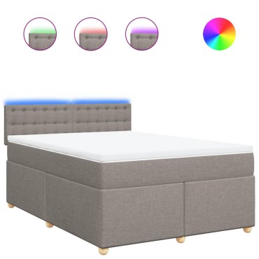 vidaXL Κρεβάτι Boxspring με Στρώμα Taupe 140x200 εκ. Υφασμάτινο