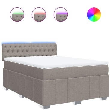 vidaXL Κρεβάτι Boxspring με Στρώμα Taupe 140x200 εκ. Υφασμάτινο