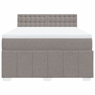 vidaXL Κρεβάτι Boxspring με Στρώμα Taupe 140x200 εκ. Υφασμάτινο