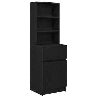 vidaXL Κομοδίνο Μαύρο 39x35x125cm από Επεξεργασμένο Ξύλο 1 τεμ.