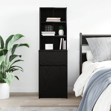 vidaXL Κομοδίνο Μαύρο 39x35x125cm από Επεξεργασμένο Ξύλο 1 τεμ.