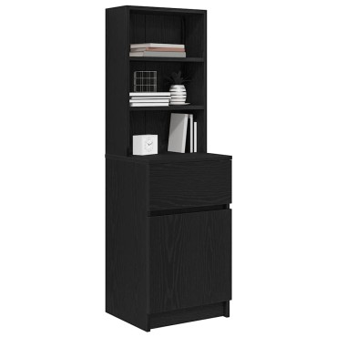 vidaXL Κομοδίνο Μαύρο 39x35x125cm από Επεξεργασμένο Ξύλο 1 τεμ.