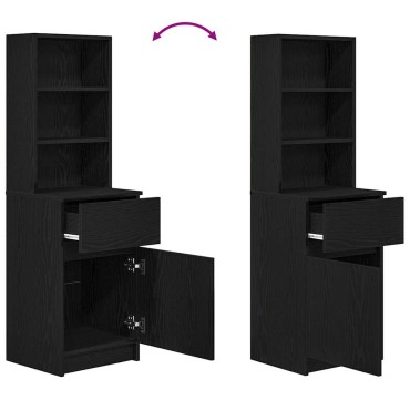 vidaXL Κομοδίνο Μαύρο 39x35x125cm από Επεξεργασμένο Ξύλο 1 τεμ.