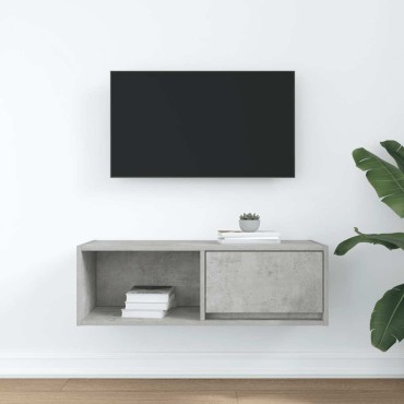 vidaXL Έπιπλο Τηλεόρασης Γκρι Σκυροδέματος 80x31x25,5cm Επεξεργ. Ξύλο